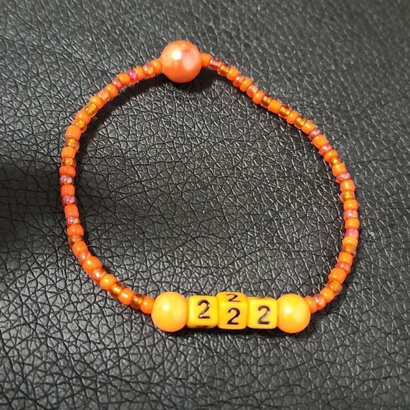Handmade Ember Glow orange beaded 222 bracelet - Picture 3 of 4